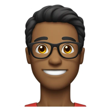 A red man, glasses, short black hair, muscle sticker