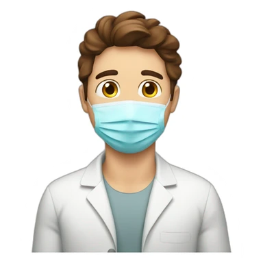 Brown haired Man with corona virus beside his head sticker