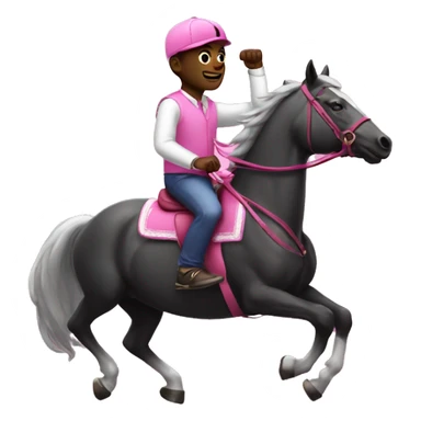 black guy riding a pink horse playing on the ps5 and in the same moment trading on the forex sticker