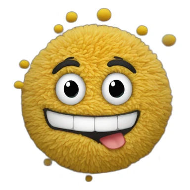 "Design an emoji rolling in laughter, on a plush carpet in a room." sticker