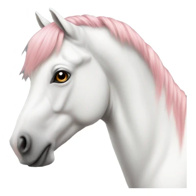 a white horse with ginger spots and a pink nose sticker