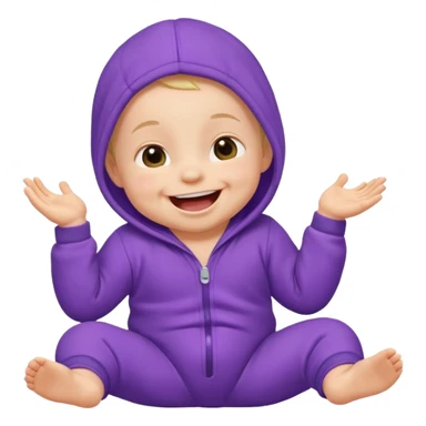 A baby wearing a purple onesie, laughing joyfully. sticker