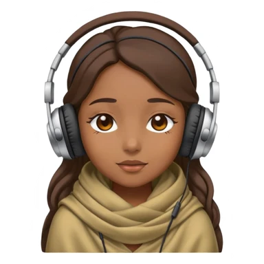 Girl wearing a pashmina with headphones on and her eyes are close sticker