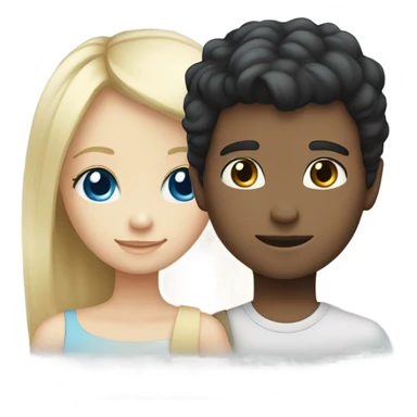 black hair boy and blonde hair blue eyed girl sticker