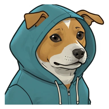 Dog wearing a hoodie  sticker