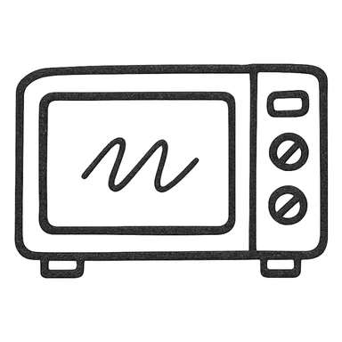 microwave icon, outlined style, no fill, simple and geometric sticker