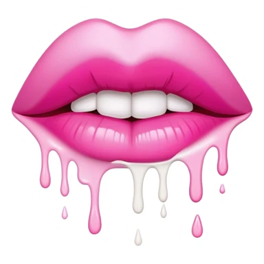One pink ombre lip with dripping white paint  sticker