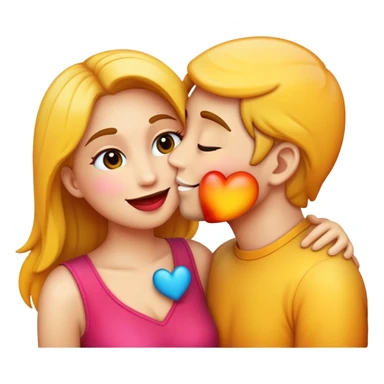 to draw create emoji love you too in middle of kiss sticker