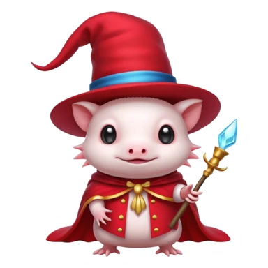 white axolotl with magician hat sticker