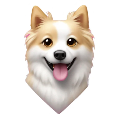White and blonde spots spitz in a pink heart sticker