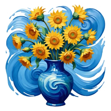 a vase with van gogh painting sticker
