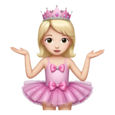 cute girl wearing a tutu, tiara, and a pink glittery bow sticker