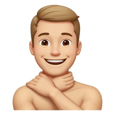 Guy with arms crossed on neck laughing sticker
