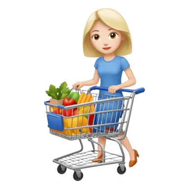 A woman pushing a shopping cart sticker