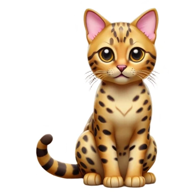 cinematic-[Bengal cat]-realistic-full-body-sitting-emoji,-tail-curled-playfully-around-its-paws,-head-tilted-dramatically,-sleek-[leopard patterned]-fur,-simplified-yet-hilariously-adorable-features,-highly-detailed,-glowing-with-an-almost-sarcastic-glow sticker