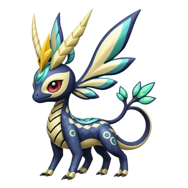 zig-zag-patterned tribal tropical hot spotted Meloetta-Dialga-Giratina-Noibat-Pokémon-Fakémon-fusion-hybrid-creature sticker
