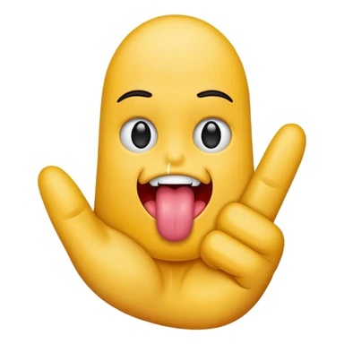 Tongue sticking out between two fingers sticker