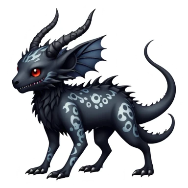 a dark gothic gloomy edgy vernid-fionbri-creature with splash patterns full body sticker