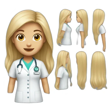 Surgical nurse female long hair sticker