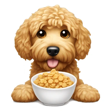 Mini golden doodle eating cereal  sticker