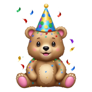 Partying bear cub with confetti  sticker