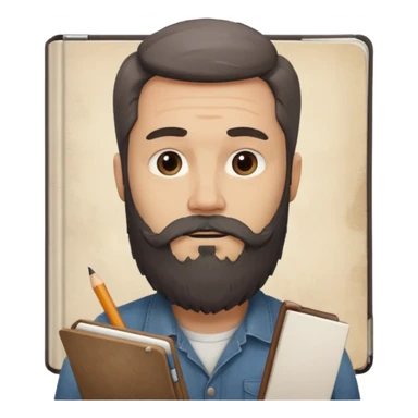 Bearded man with charcoal + sketchbook sticker