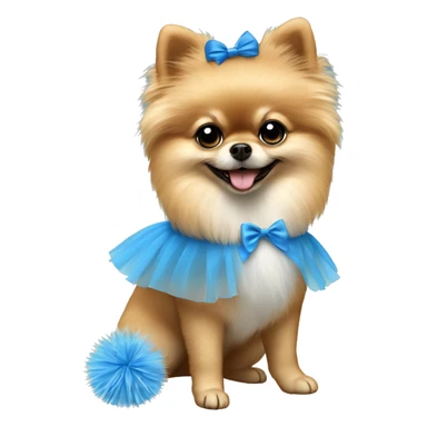 A pomeranian with a blue ballet tutu sticker