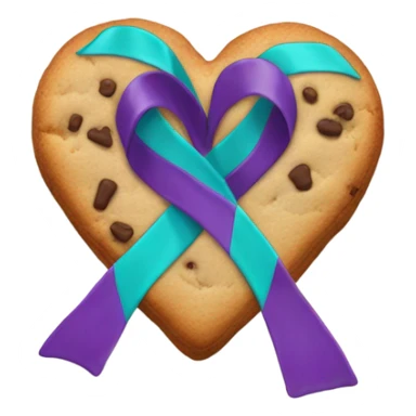 Purple teal Suicide awareness ribbon on heart cookie sticker