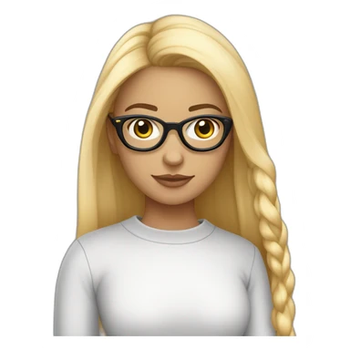 une fille avec de long cheveux noir lisse, la peau blanche ,et avec des lunette (en forme de carrer un peu déformé) assez grosse comparer a ça tête , portant un pull noir sticker