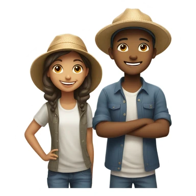 boy and girl with hat smiling outdoors sticker