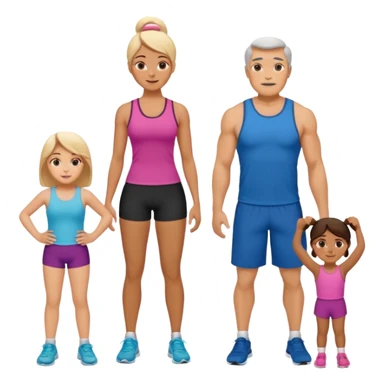 3 family members (mother daughter and father) working out together  sticker