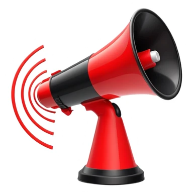 red and black megaphone loudspeaker with sound waves sticker