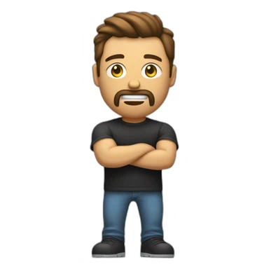 un homme blanc brun un peu musclé avec un tee shirt noir oversize qui est en train de coder sur son mac m1 sticker