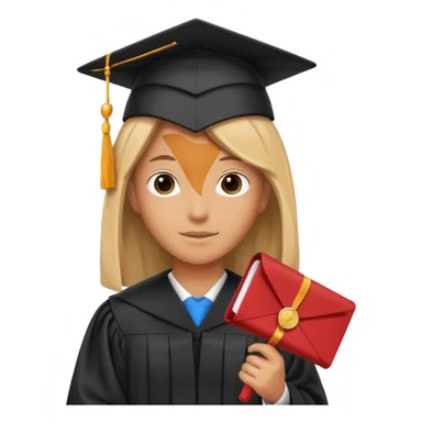 anonymous person in a graduation gown, no visible face, holding diploma sticker