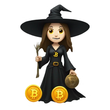 Witch with bitcoin, white skin  sticker