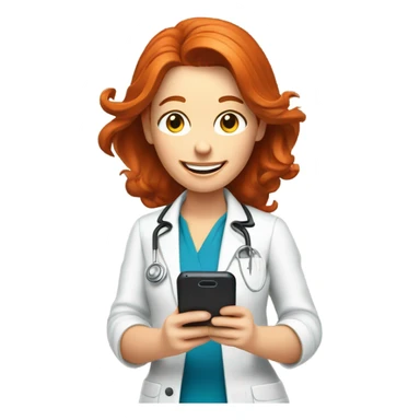 red hair nutritionist texting smartphone sticker