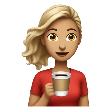 barista girl in a red t-shirt with a cup of coffee in a hand sticker