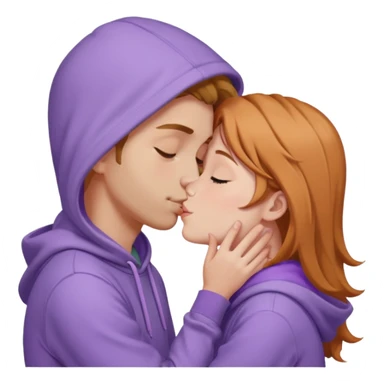 Gay in lavanda hoodie kiss with hayzel hair girl  sticker