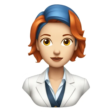 red hair business women white shirt blue jacket thinking sticker