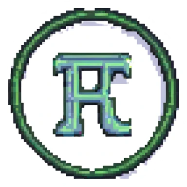 mathematical symbol pi (π), simple and bold pixel art sticker