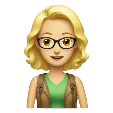 blonde woman with luggage sticker