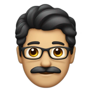 Homme avec les cheveux noir, une mèche sur le côté et une moustache carré de couleur noire  sticker