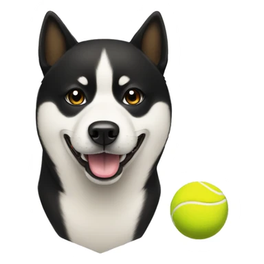 Black Shiba Inu with tennis ball in mouth  sticker