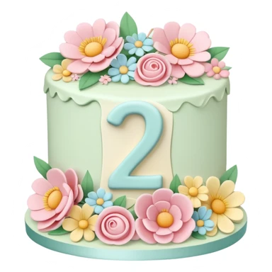 make a floral pastel cake that is aesthetic with the number 20 on it sticker