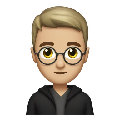 Me as harry potter, I have beard, green eyes, faded buzz cut, round nose, round head sticker