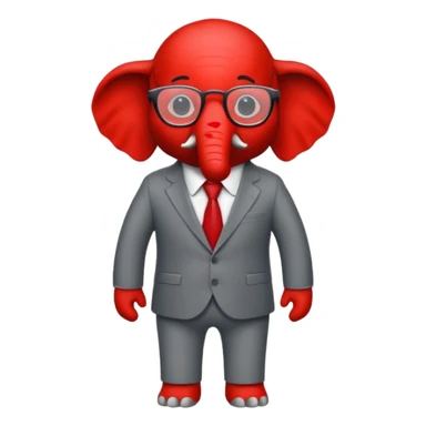 red elephant in a suit and glasses sticker