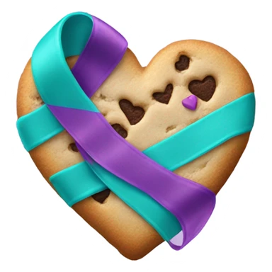 Cookie heart with purple teal awareness support ribbon sticker
