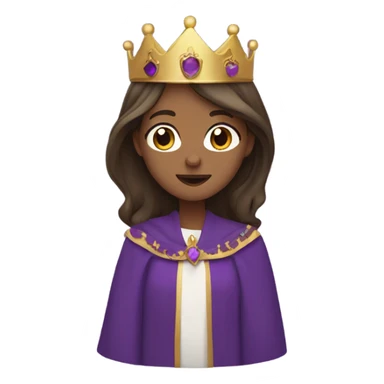 Caucasian long  brunette woman wearing formal royal purple robes and a crown who is pouring her heart out to the man she adores  sticker