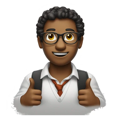 nerd with braces, finger hair and glasses with pointer finger pointing up sticker