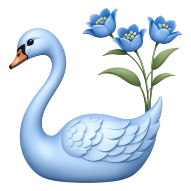 Light blue swan shaped vase with blue flowers in it sticker